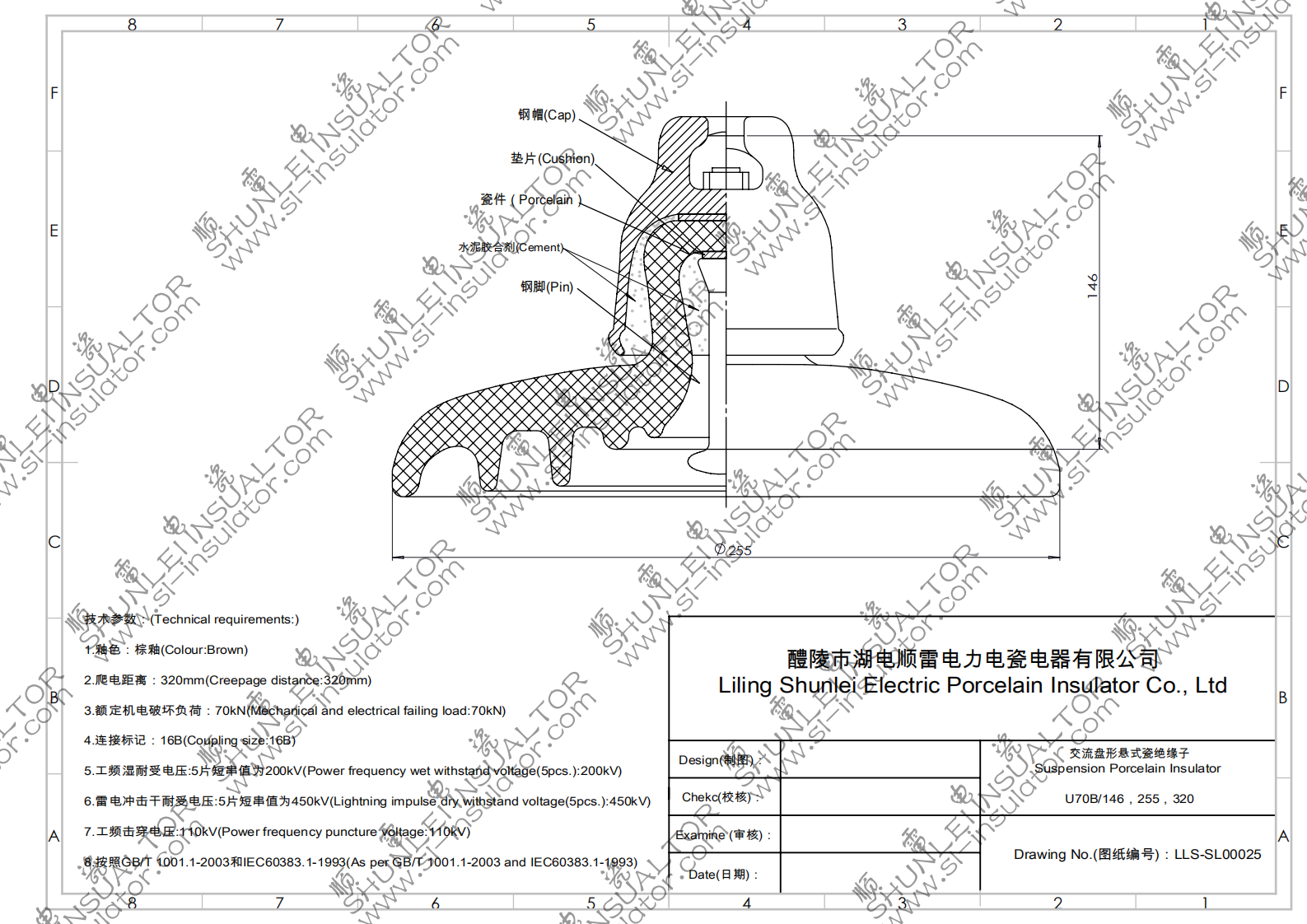 Suspension Porcelain Insulators U70B